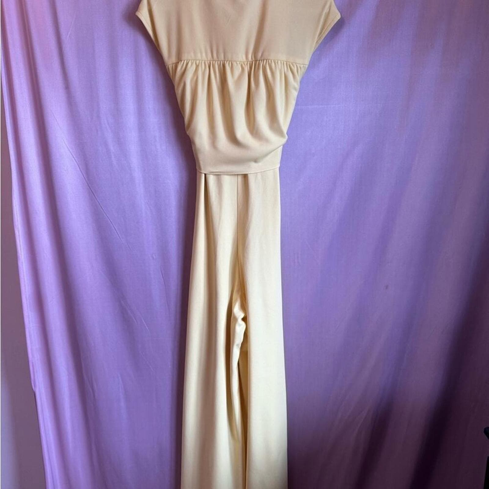 Vintage Womens Plus Size 70s Yellow Jumpsuit - Thumbnail 4