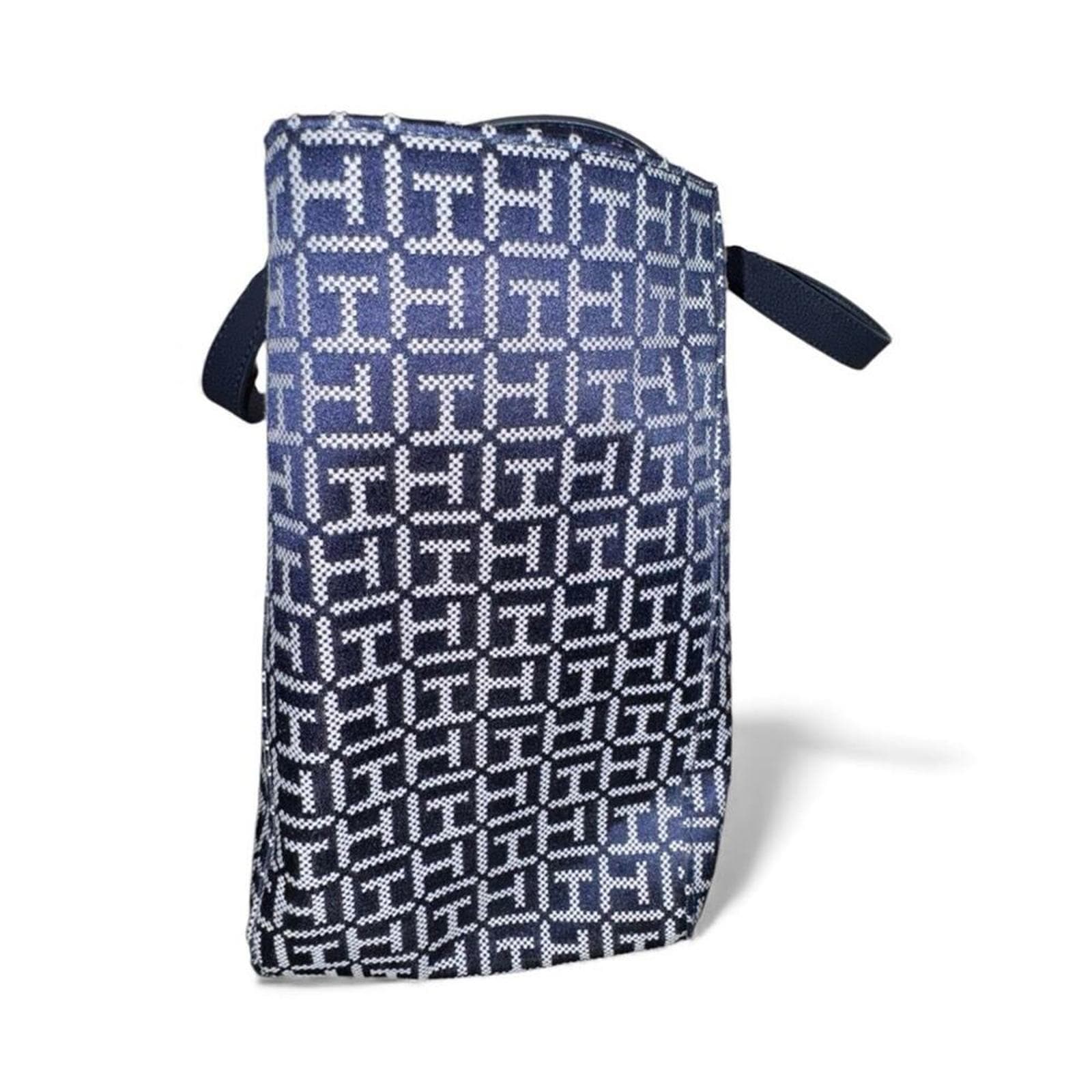 Tommy Hilfiger Navy and White Geometric Tote - Thumbnail 5