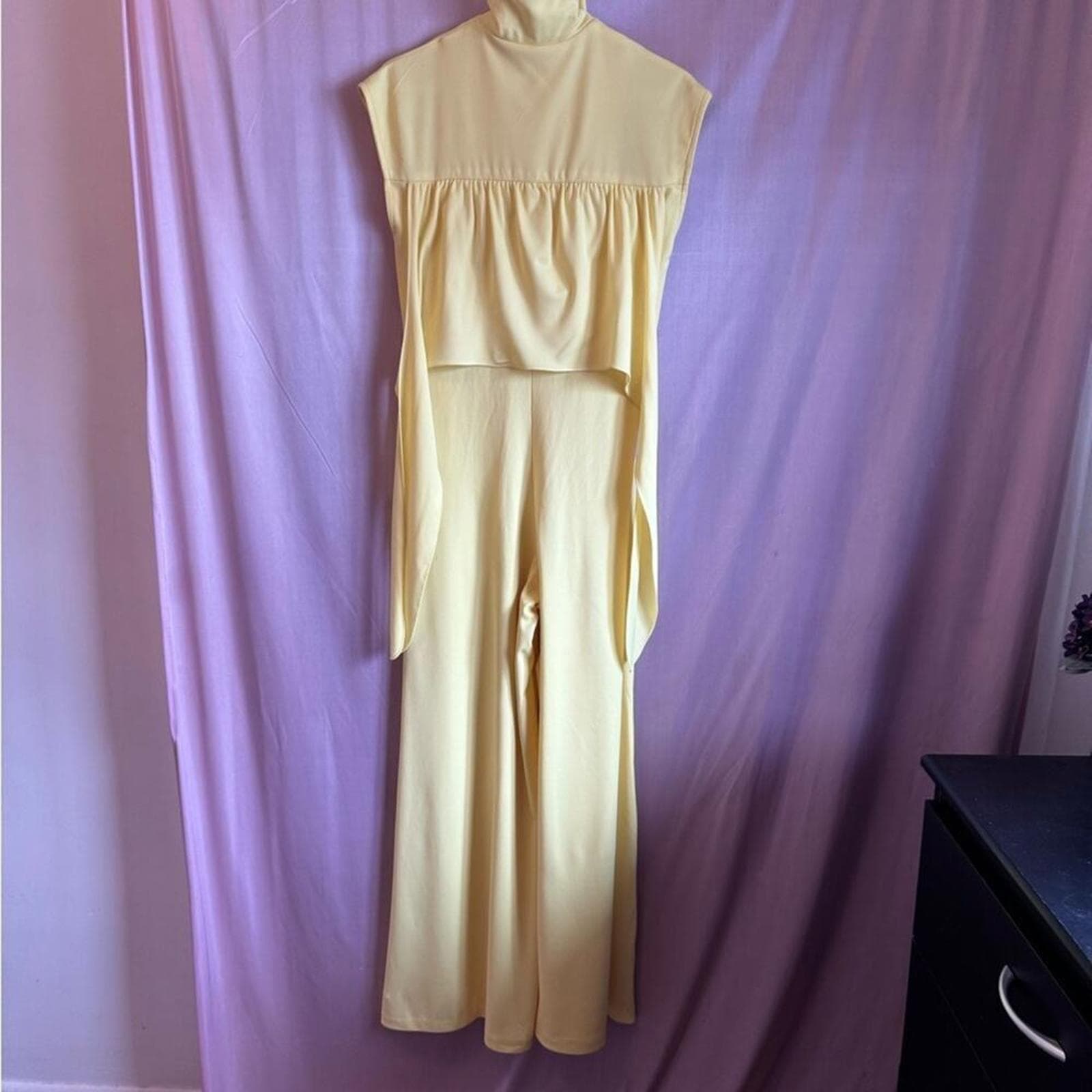 Vintage Womens Plus Size 70s Yellow Jumpsuit - Thumbnail 7