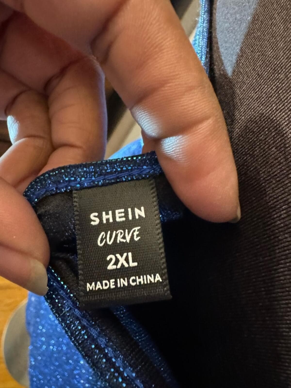 SHEIN Blue Glitter Cowl Neck Mini Dress - Thumbnail 5