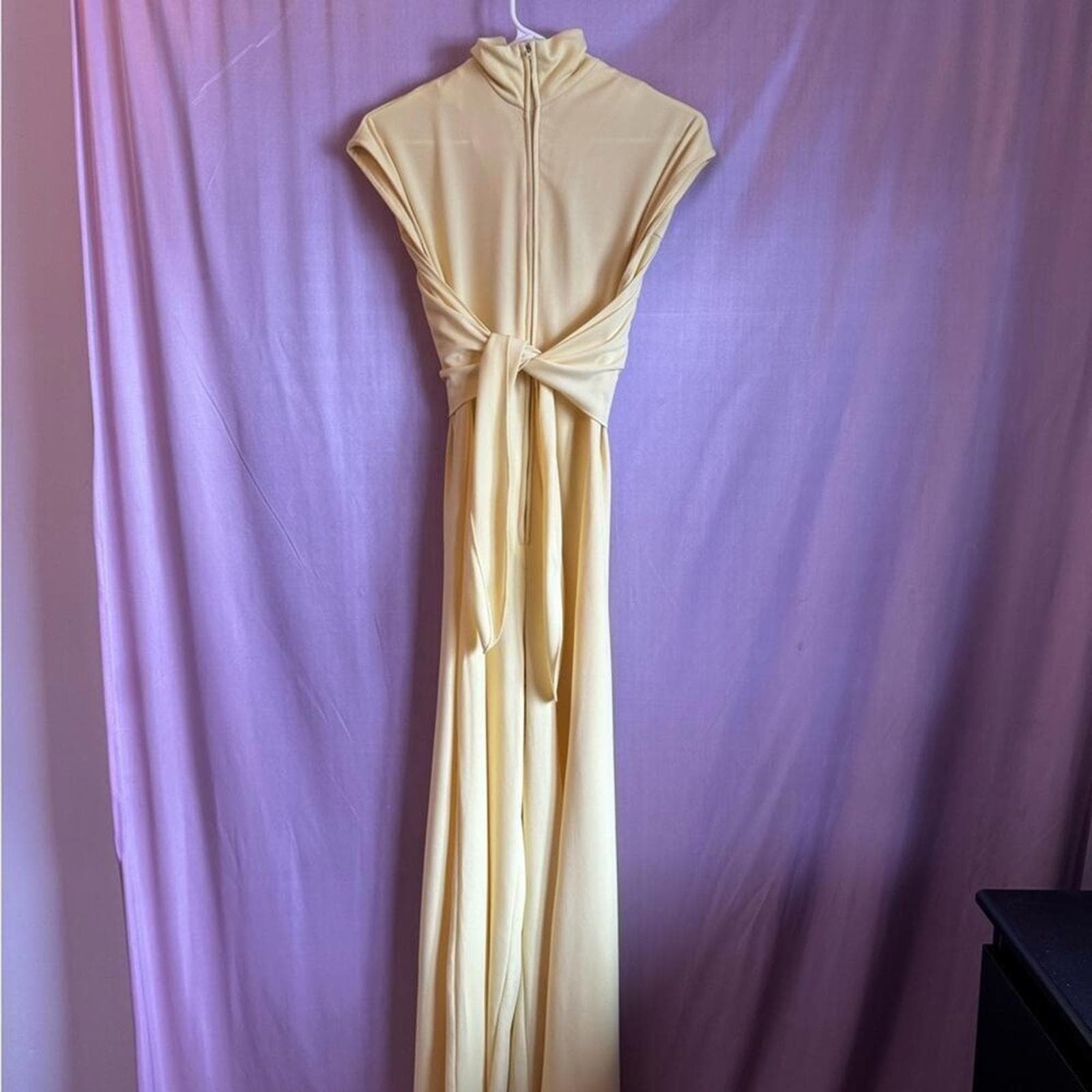 Vintage Womens Plus Size 70s Yellow Jumpsuit - Thumbnail 3