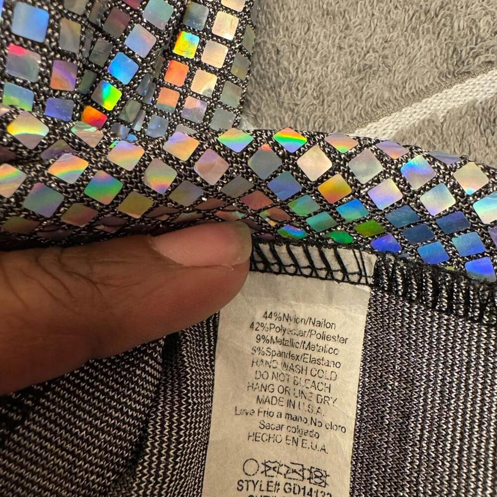 AKIRA Shimmering Silver Long Sleeve Dress - Thumbnail 5