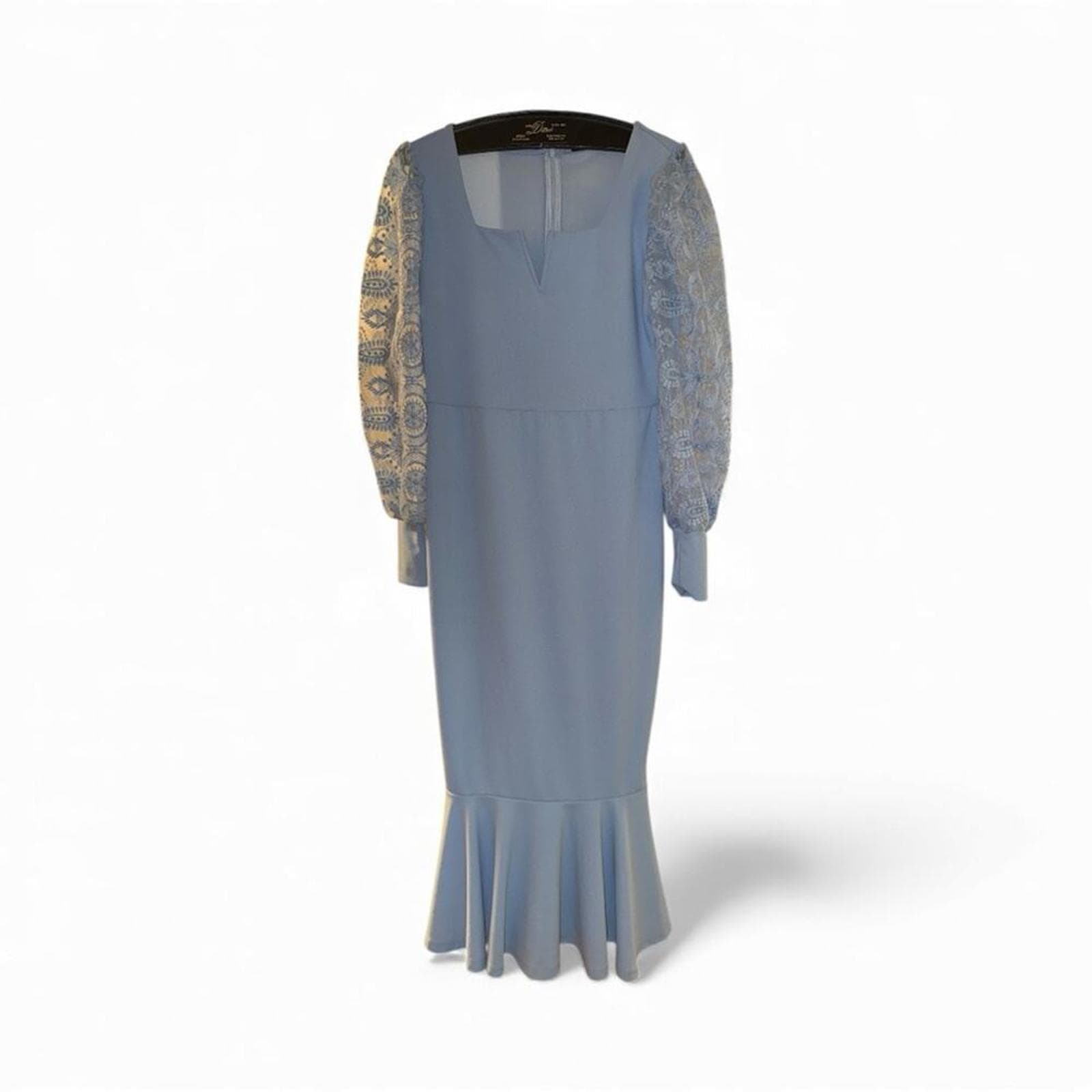 SHEIN Light Blue Lace Sleeve Dress - Thumbnail 2