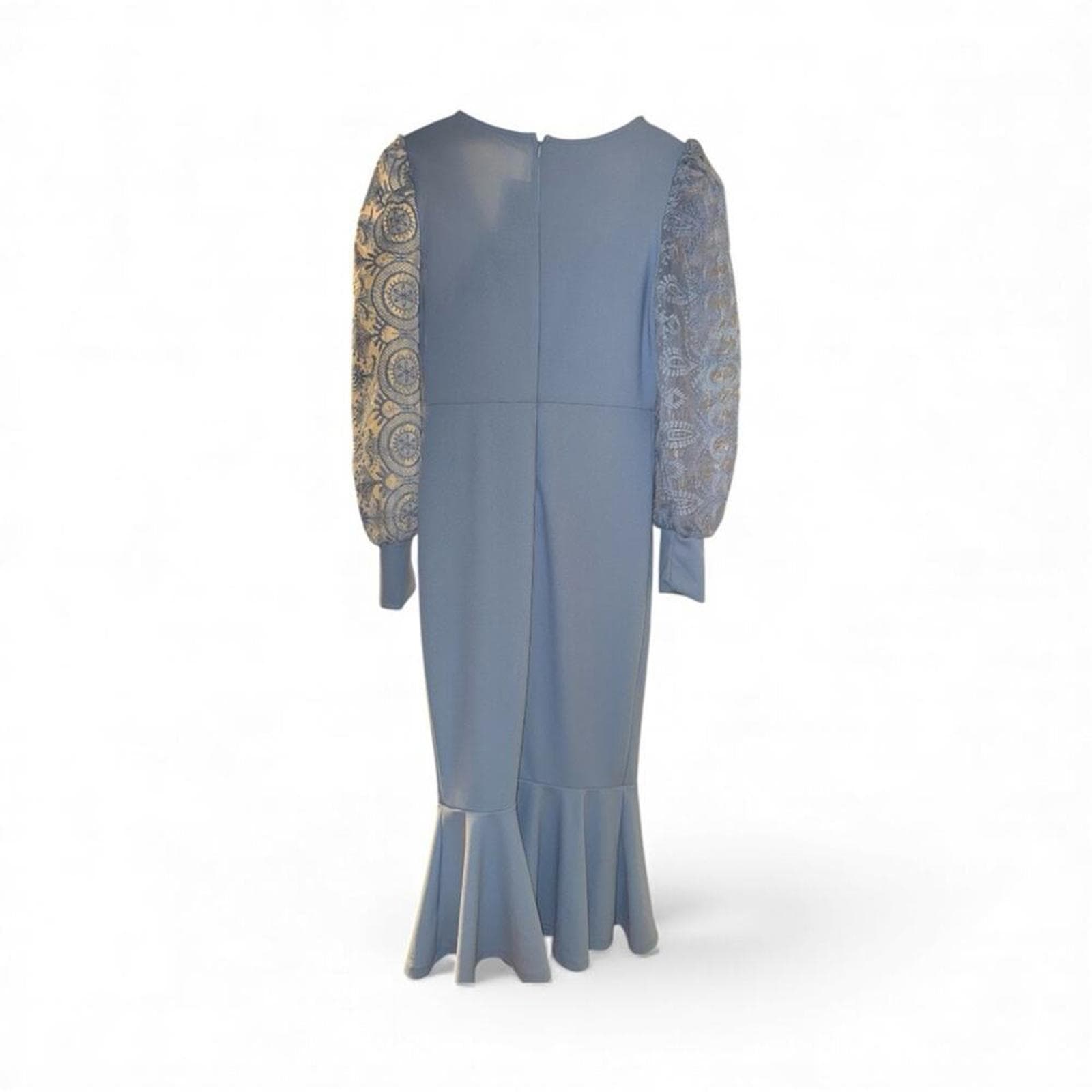 SHEIN Light Blue Lace Sleeve Dress - Thumbnail 3