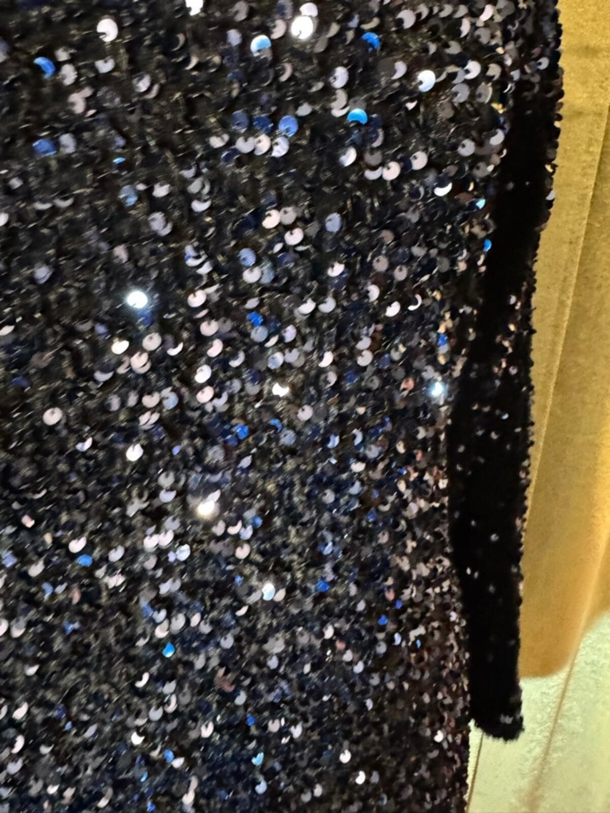 H&M Navy Blue Sequin Long-Sleeve Dress - Thumbnail 3