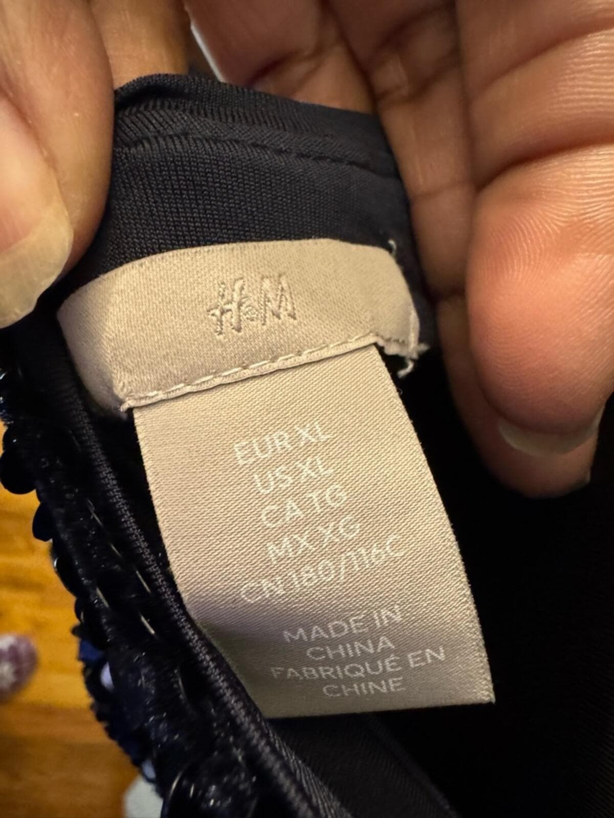 H&M Navy Blue Sequin Long-Sleeve Dress - Thumbnail 5