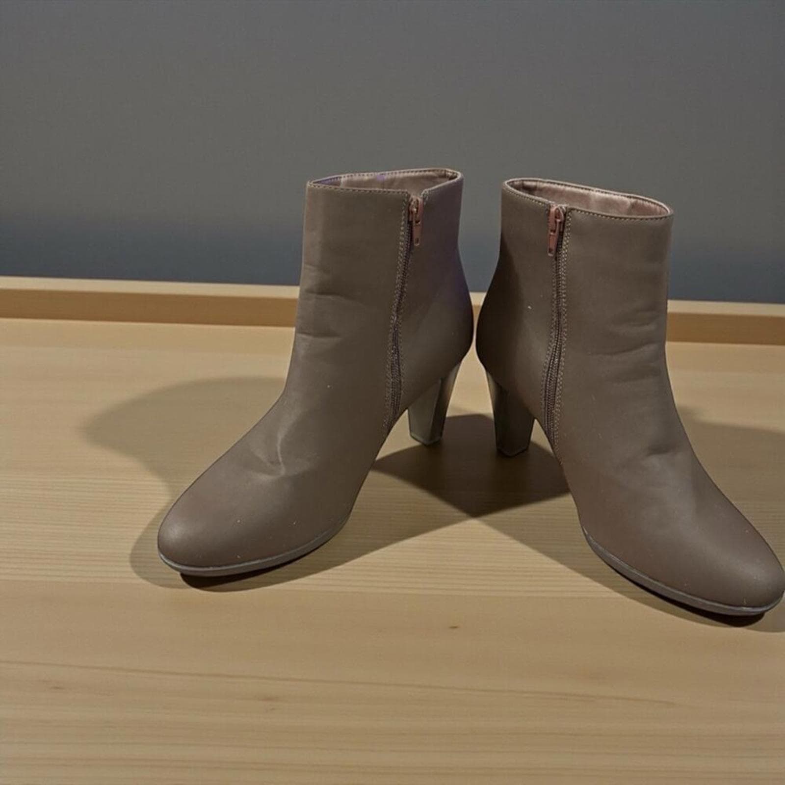 London Fog Brown Ankle Heeled Boots - Image 1