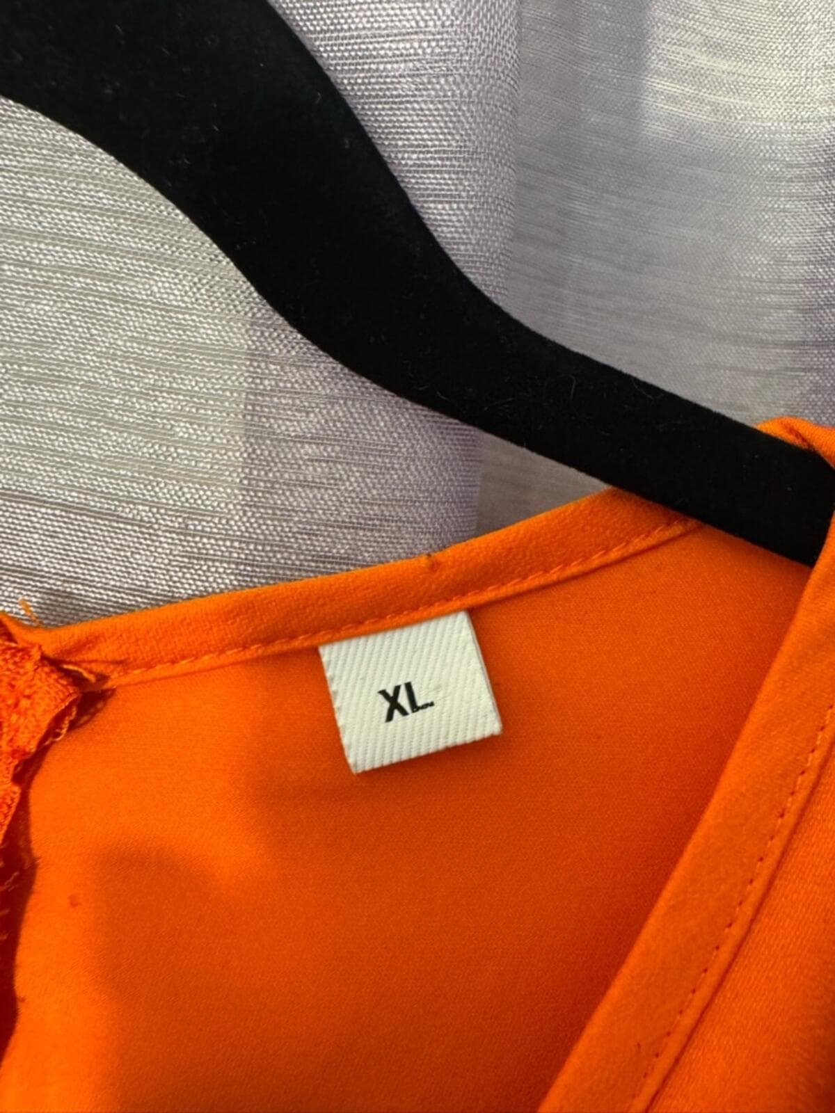 Elegant Orange Wrap Midi Dress with Side Button Trim - Thumbnail 4