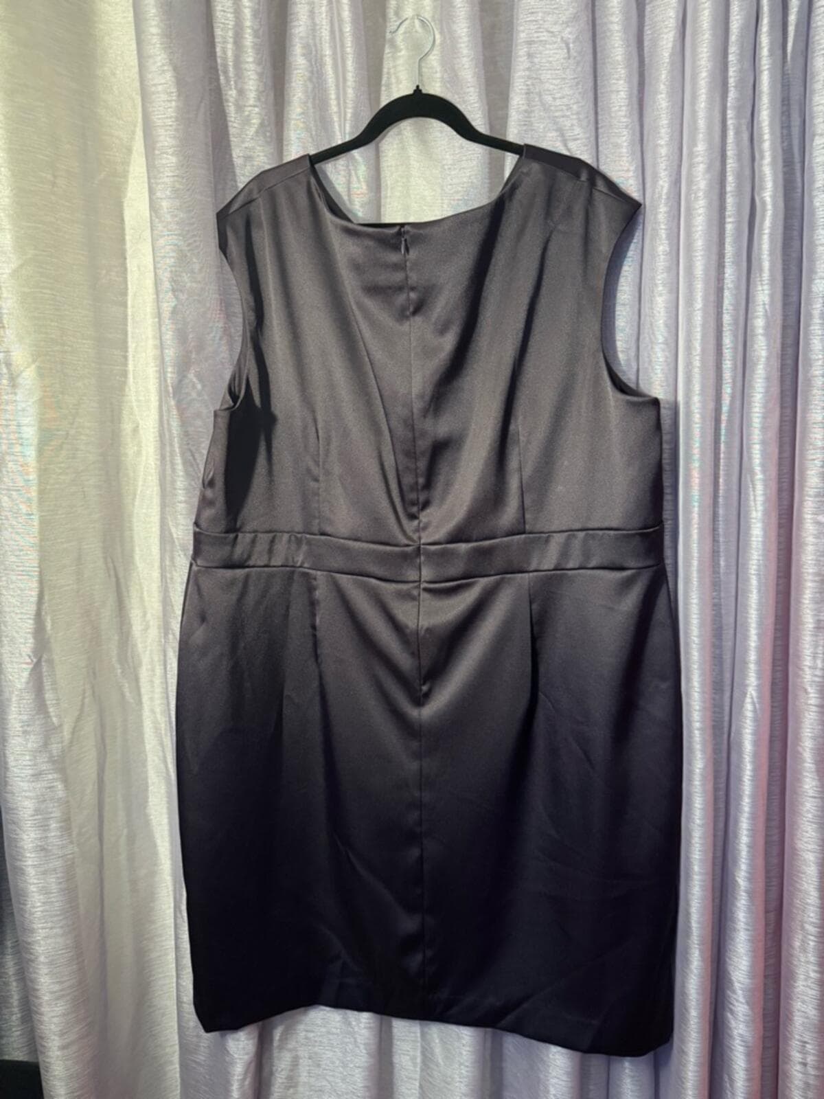 dressbarn Plum Satin Wrap-Front Midi Dress - Thumbnail 2