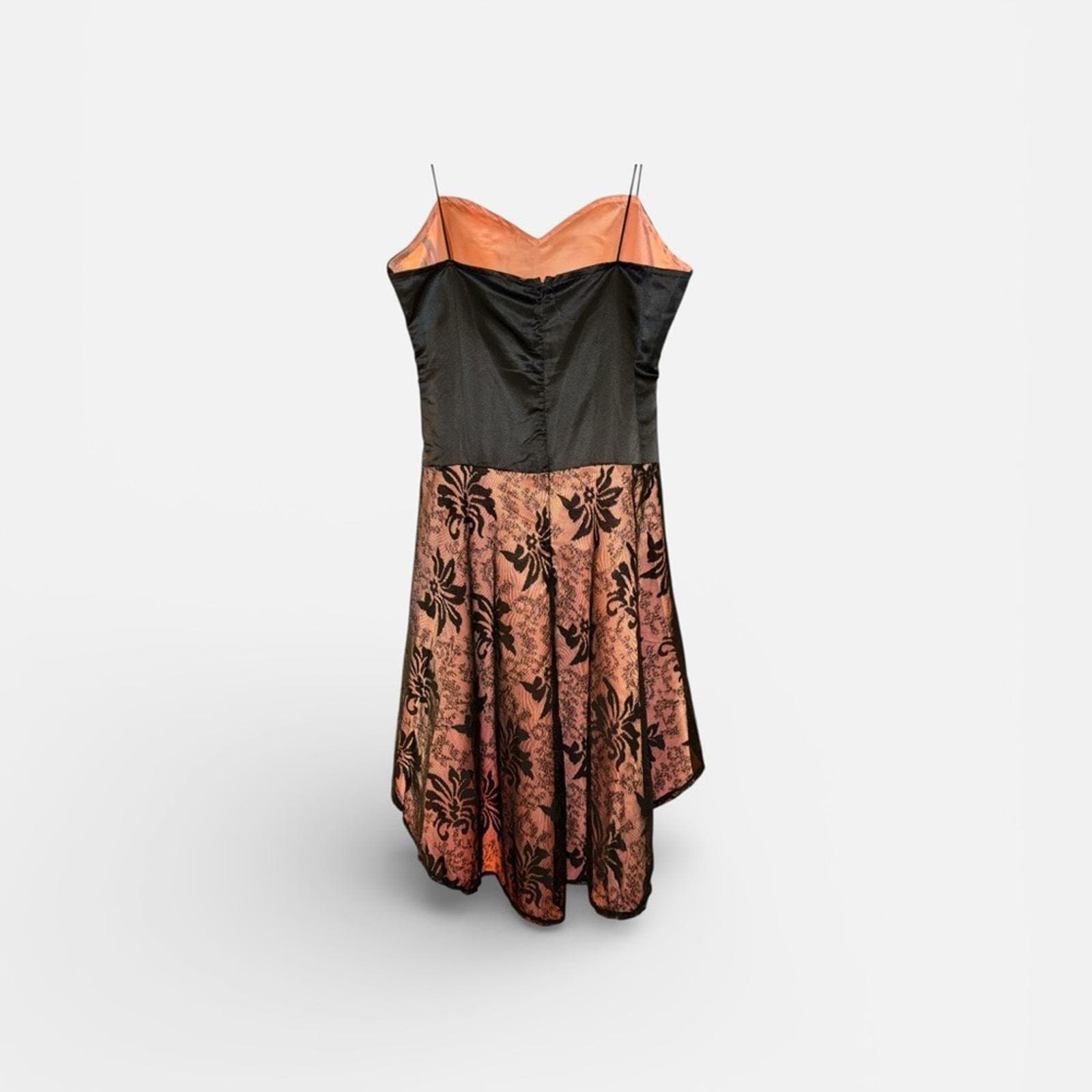 Chic Black and Pink High Low Lace Dress - Thumbnail 3