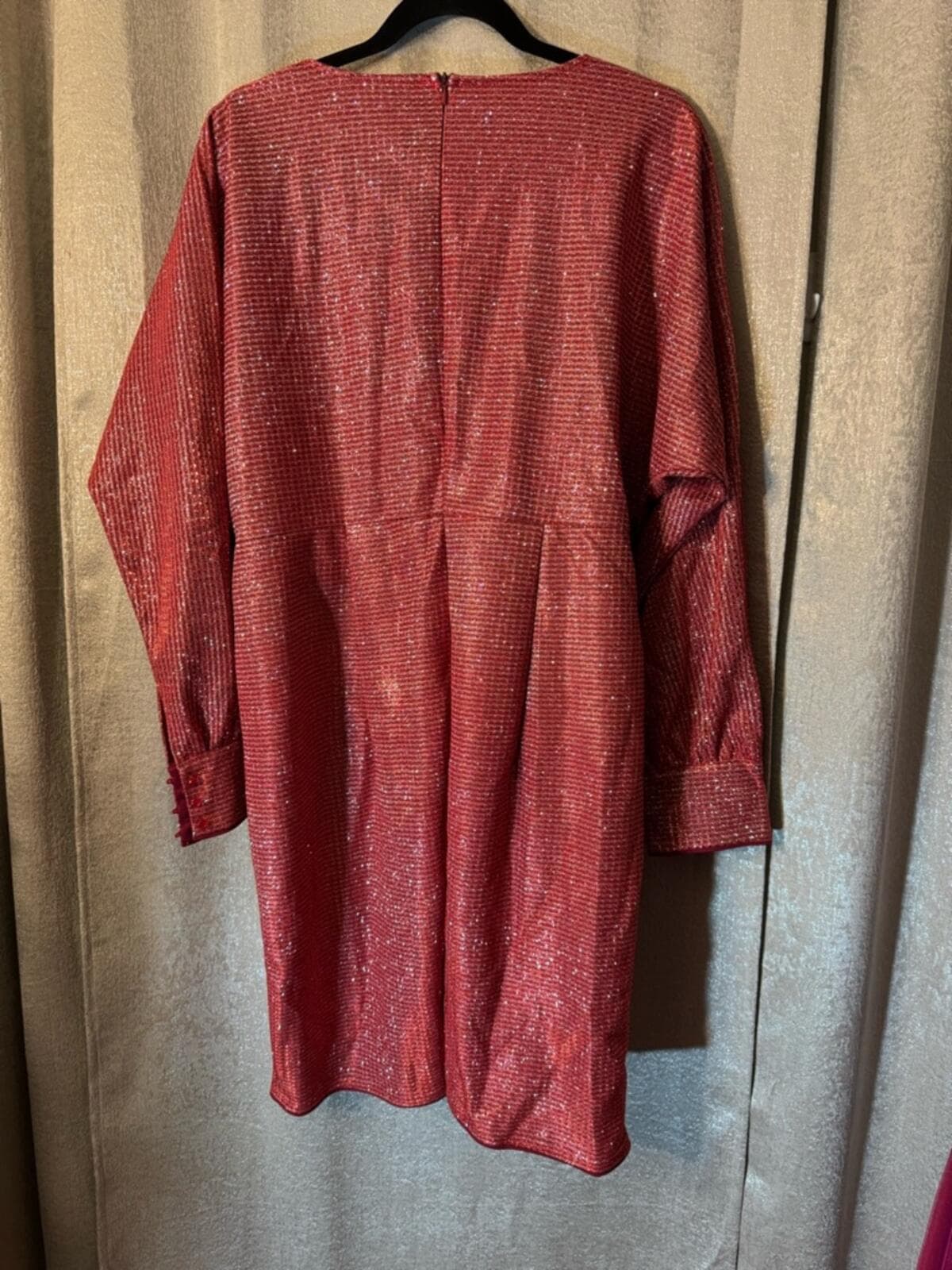 BloomChic Shimmery Red Wrap Dress - Thumbnail 5