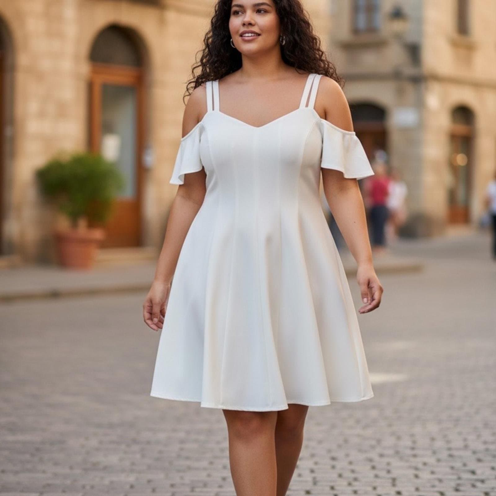 Cold-Shoulder Mini Dress - Image 1