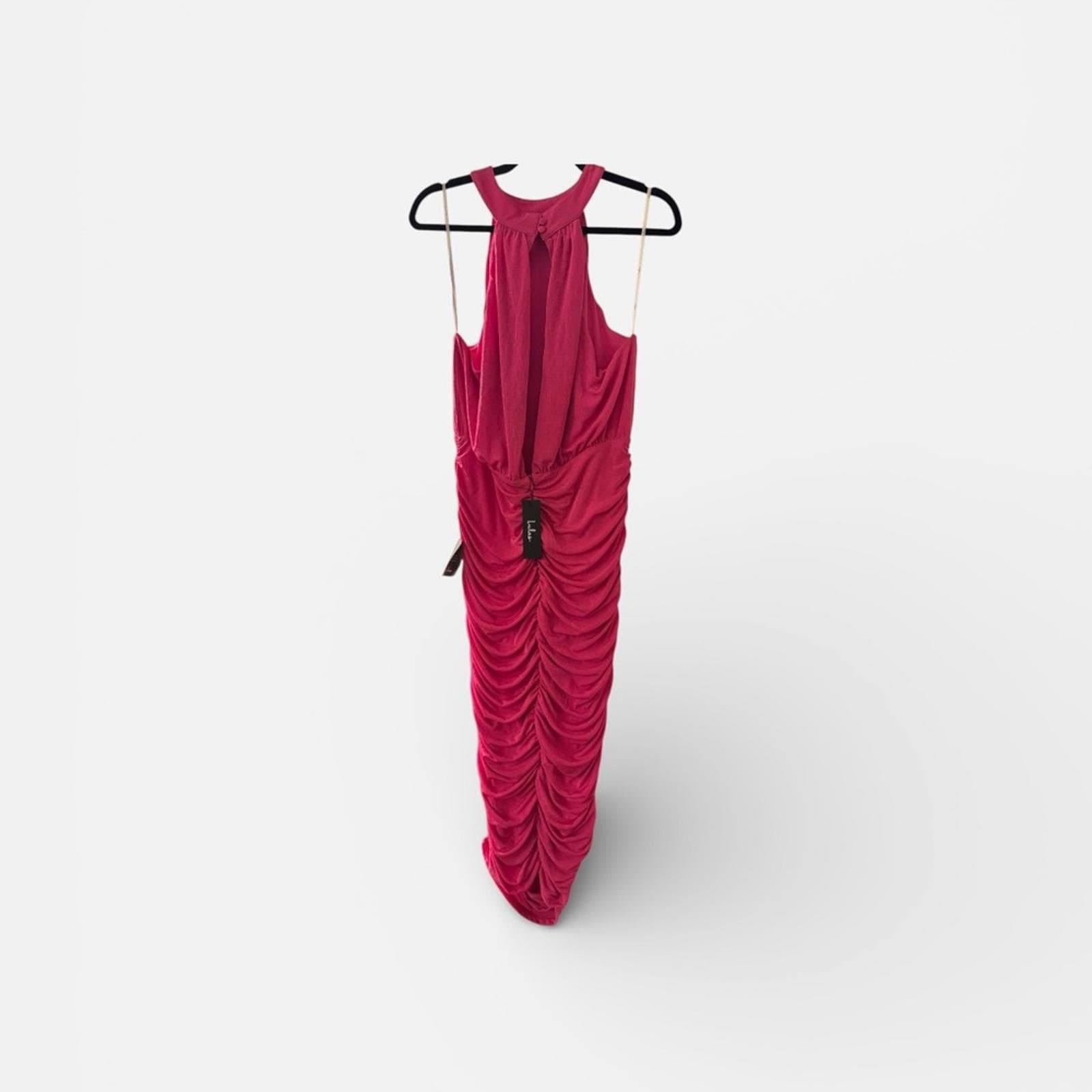 Lulu's Vibrant Pink Midi Dress - Thumbnail 3