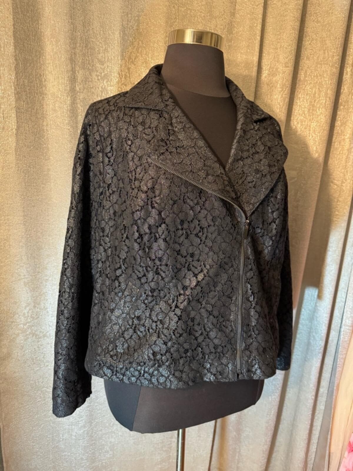 Lane Bryant Black Textured Moto Jacket - Thumbnail 8