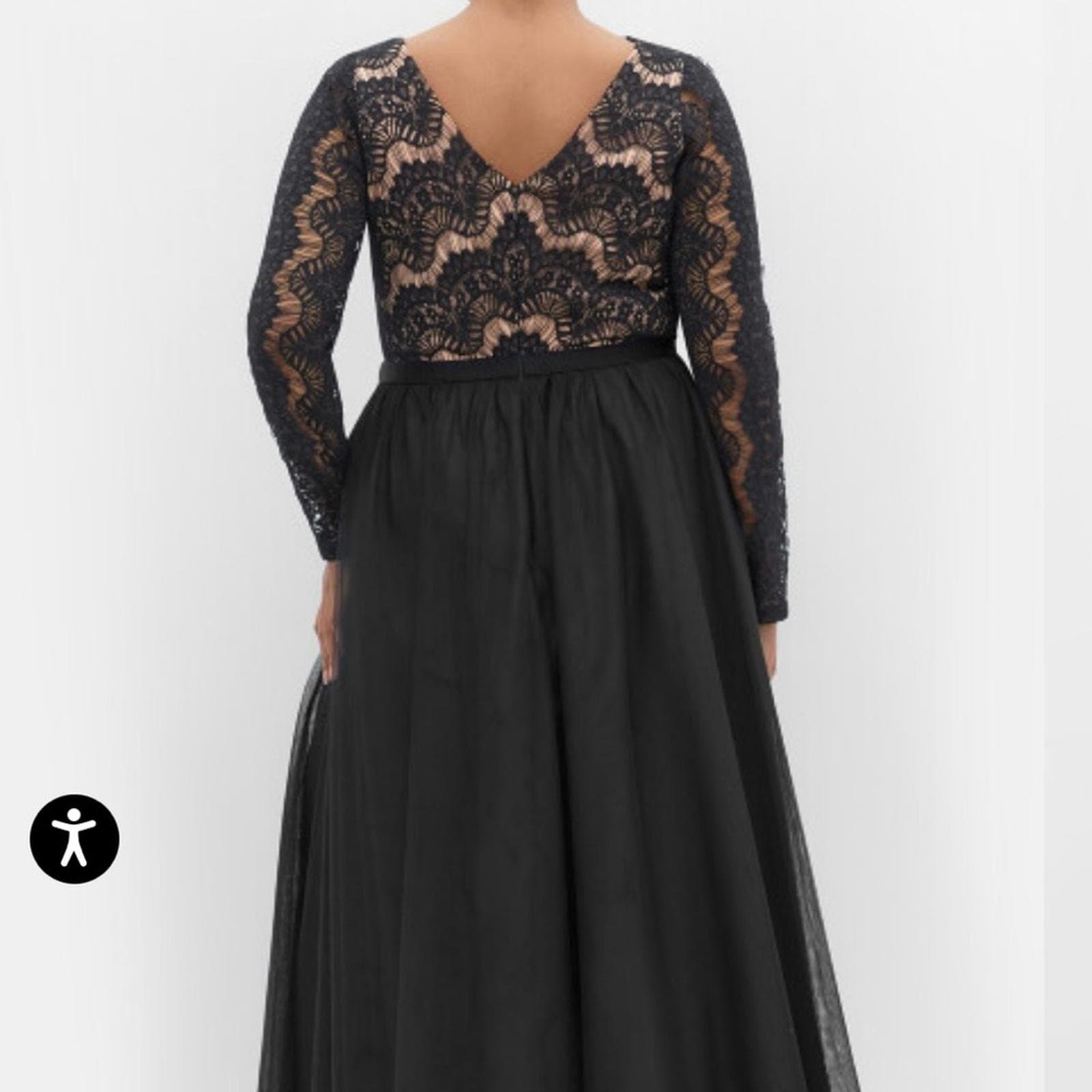 City Chic Black Lace Long Sleeve Dress - Thumbnail 2