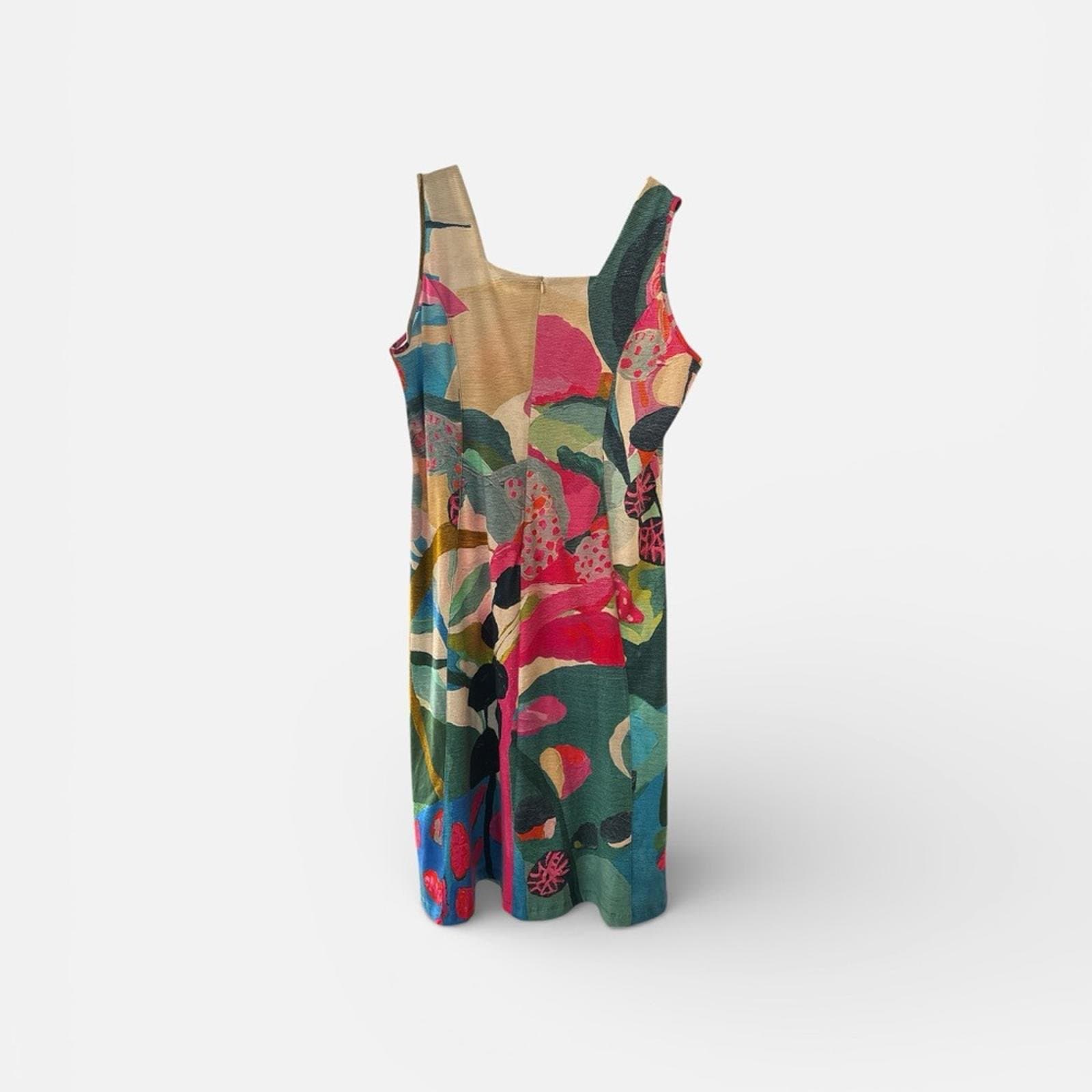 Colorful Floral Midi Dress - Thumbnail 3