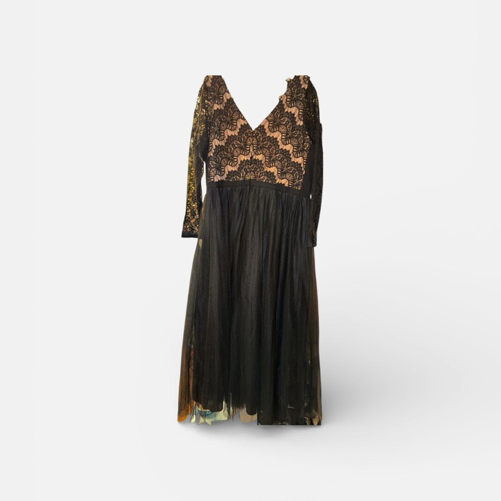 City Chic Black Lace Long Sleeve Dress - Thumbnail 4