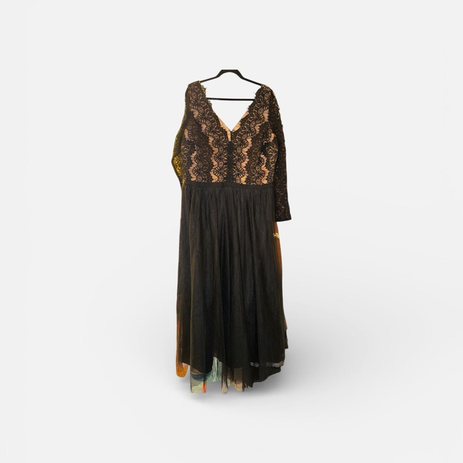 City Chic Black Lace Long Sleeve Dress - Thumbnail 3