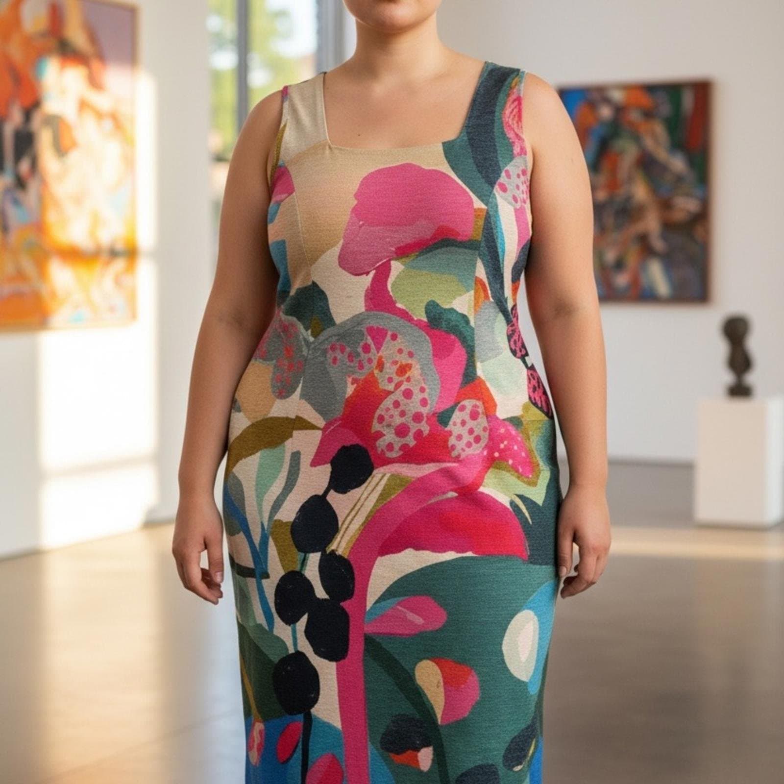 Colorful Floral Midi Dress - Image 1