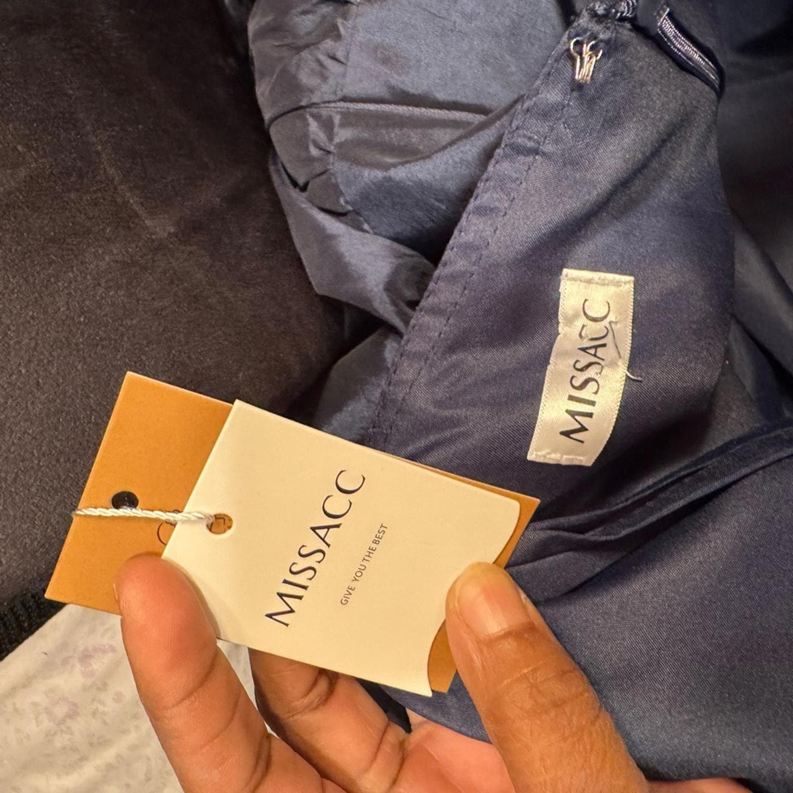 Chic Navy Blue Strapless Tiered Dress - Thumbnail 5