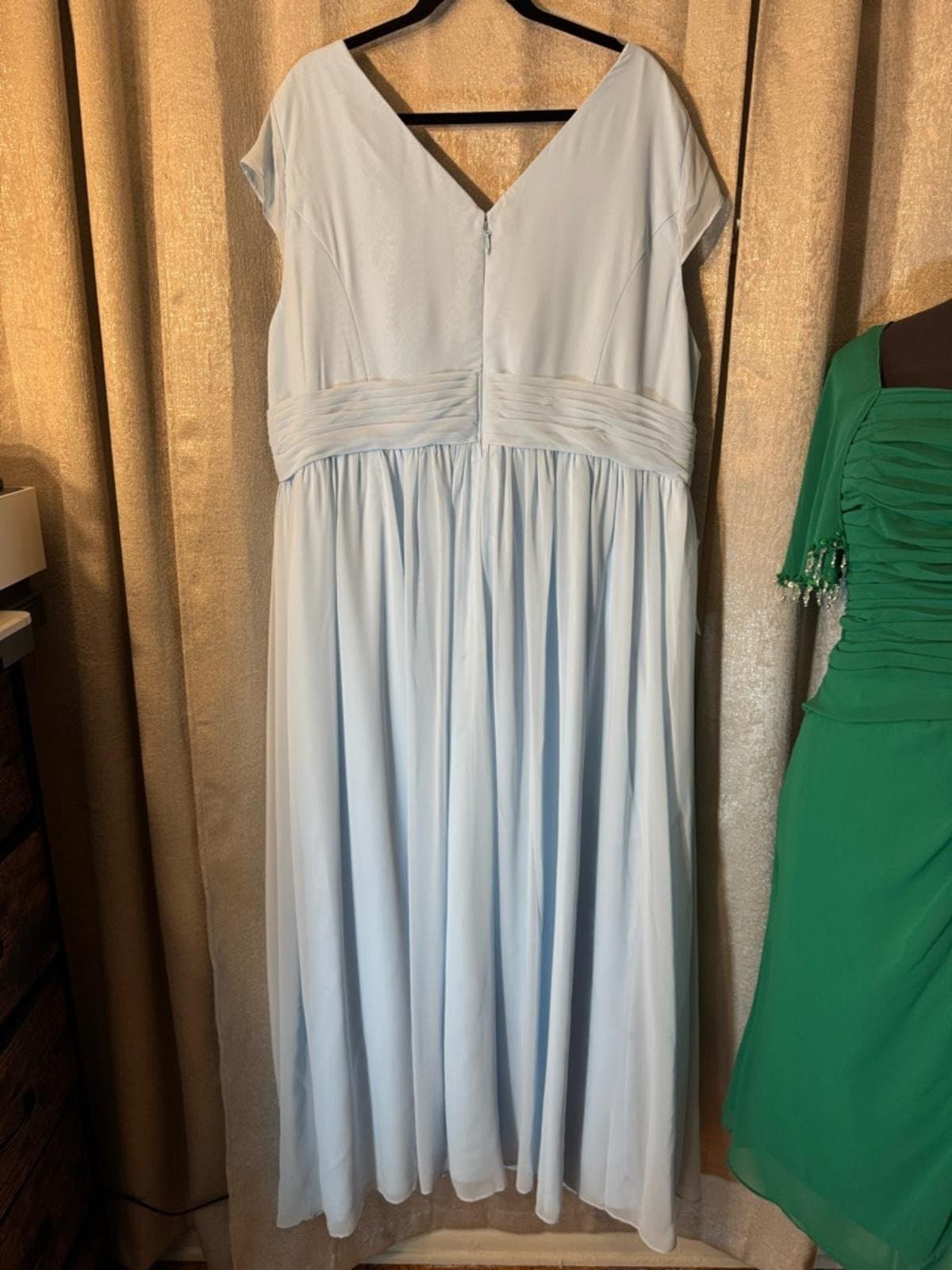 Azazie Light Blue Draped Cowl Neck Maxi Dress - Thumbnail 5