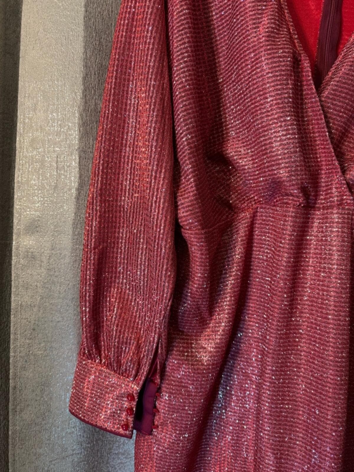 BloomChic Shimmery Red Wrap Dress - Thumbnail 3