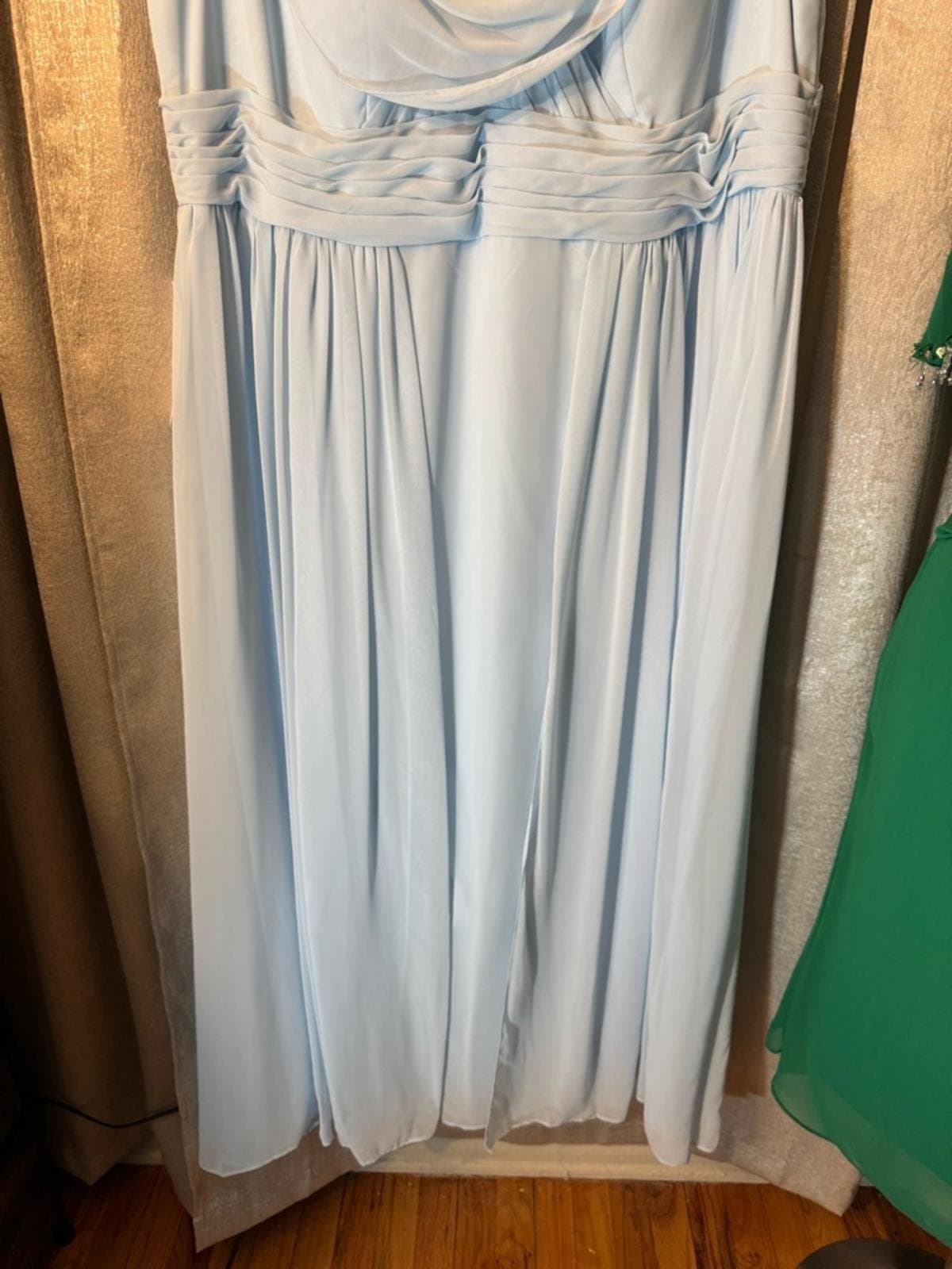 Azazie Light Blue Draped Cowl Neck Maxi Dress - Thumbnail 4