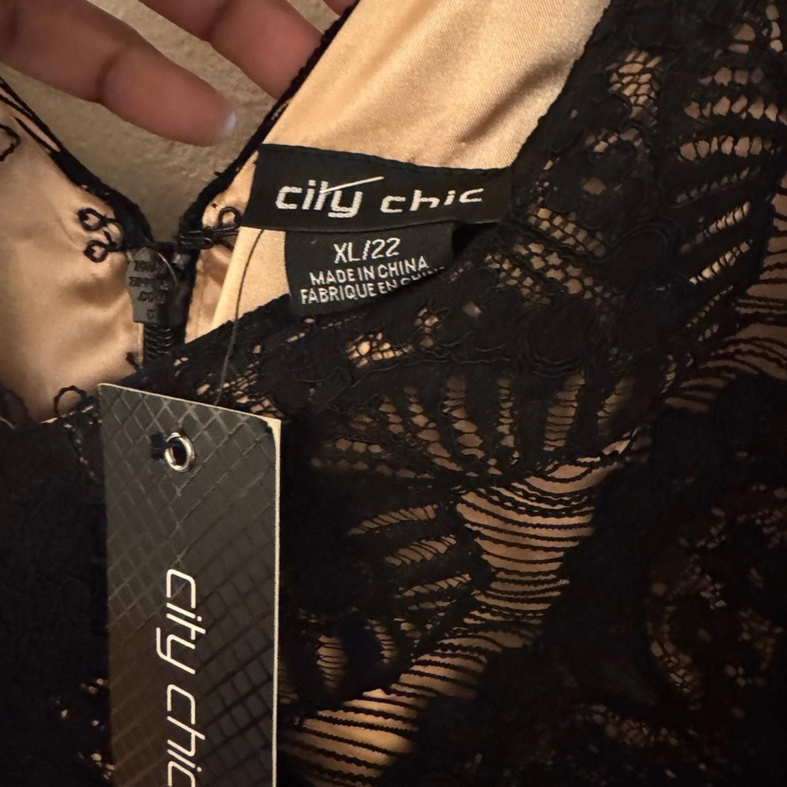 City Chic Black Lace Long Sleeve Dress - Thumbnail 5