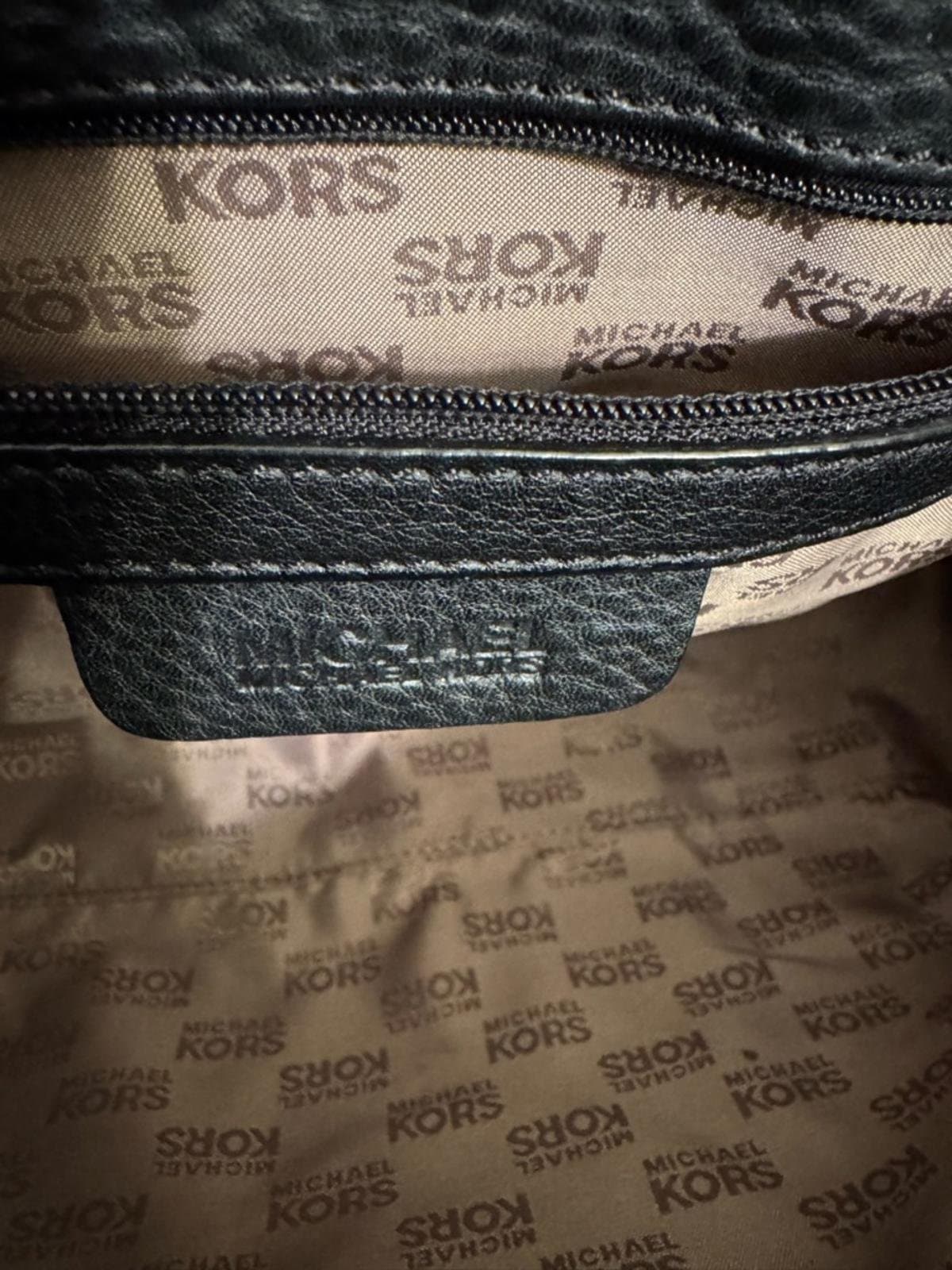 Michael Kors Beige and Black MK Logo Barrel Satchel with Leather Trim - Thumbnail 11