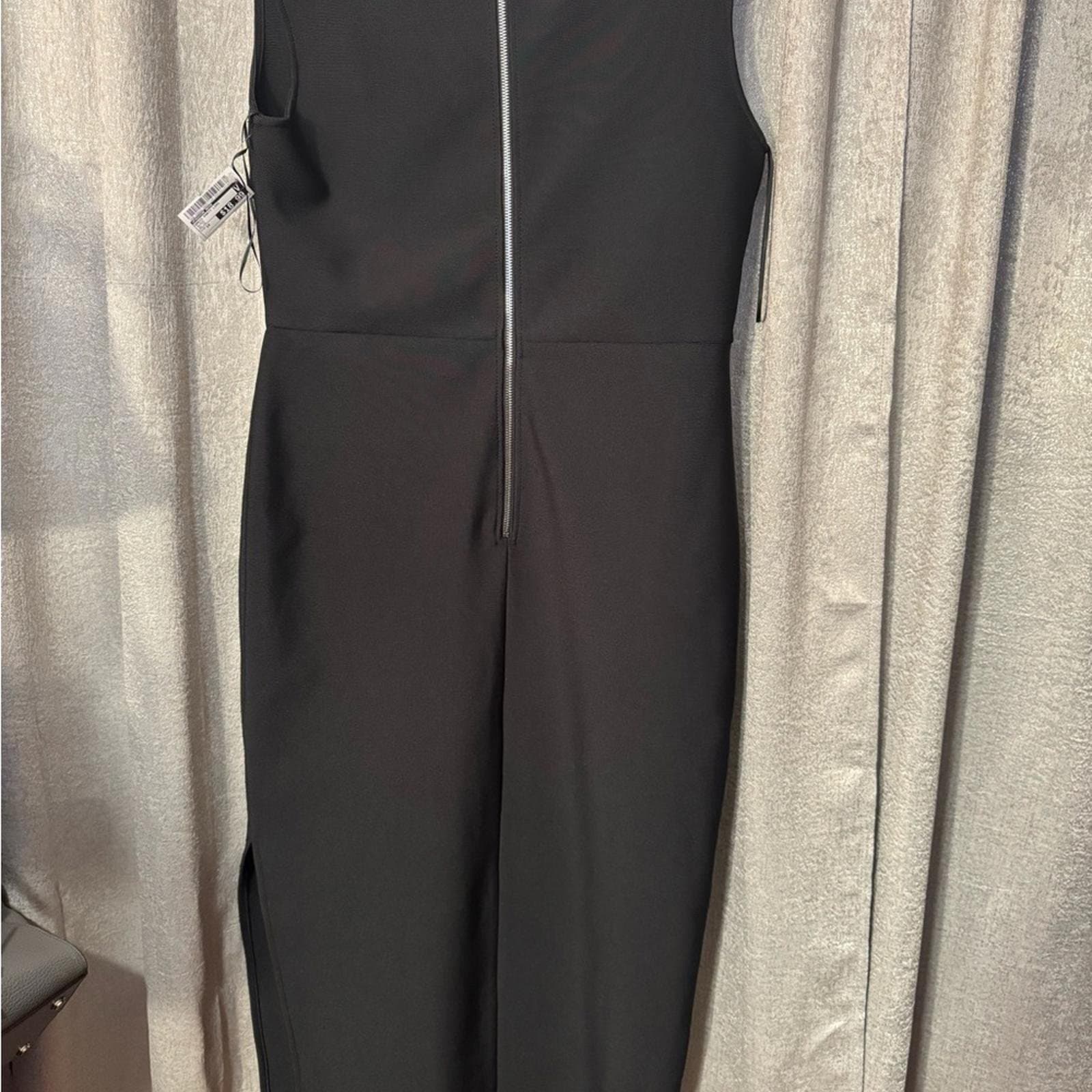 Fashion Nova Black Midi Dress with Pearl Details - Thumbnail 4