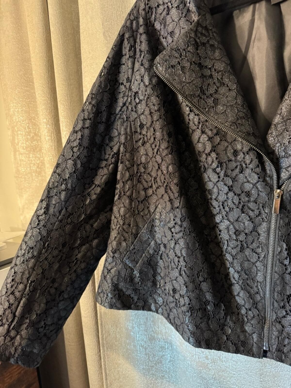 Lane Bryant Black Textured Moto Jacket - Thumbnail 4