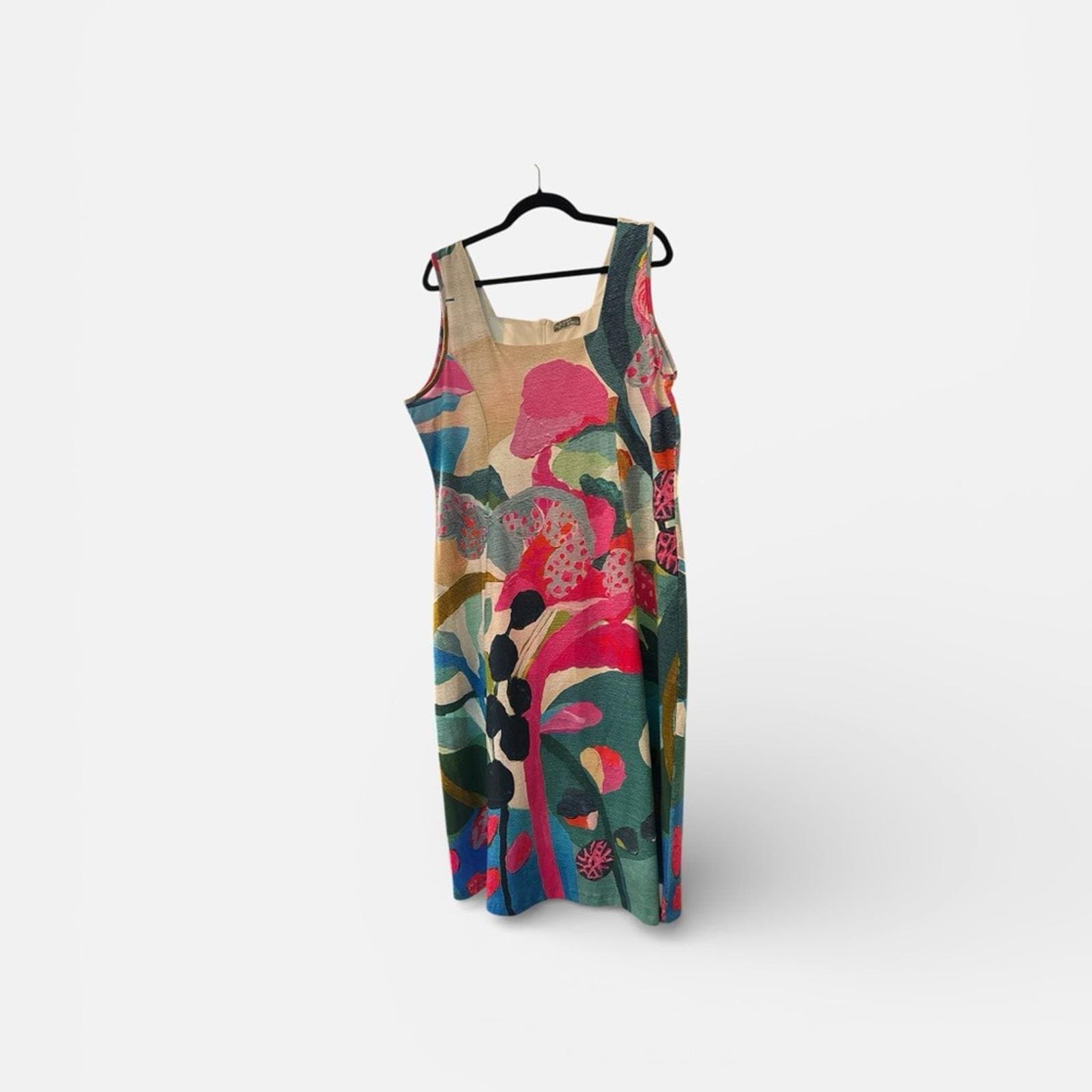 Colorful Floral Midi Dress - Thumbnail 2