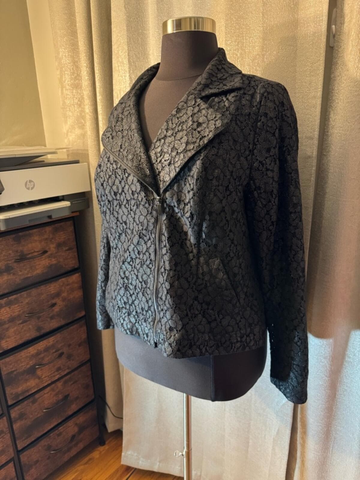 Lane Bryant Black Textured Moto Jacket - Thumbnail 7