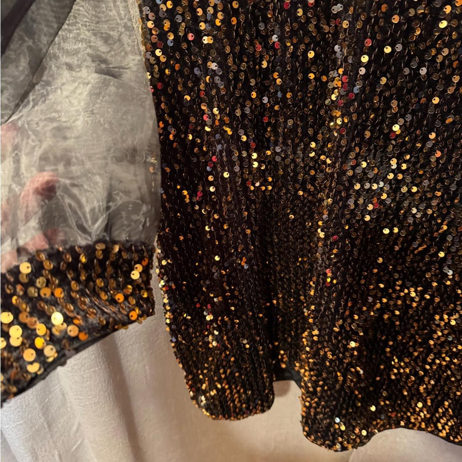 SHEIN Black and Gold Sequin Mini Dress - Thumbnail 3