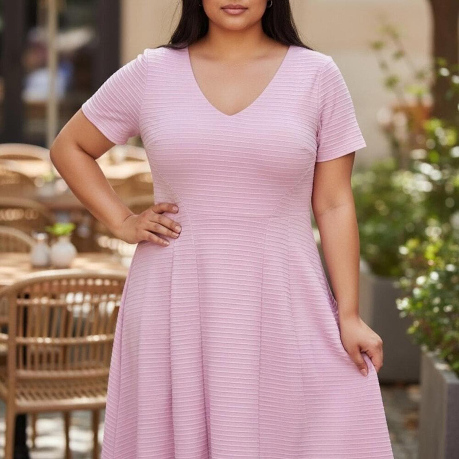 Lane Bryant Soft Pink Midi Dress - Image 1