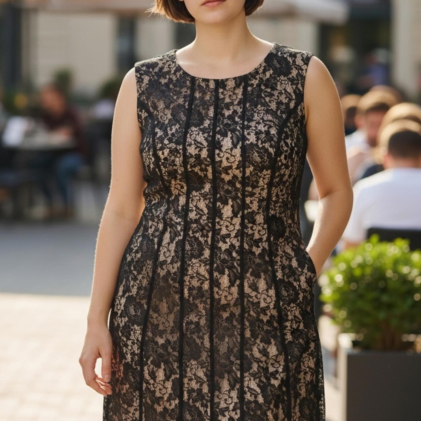 Metaphor Black and Gold Floral Midi Dress - Image 1