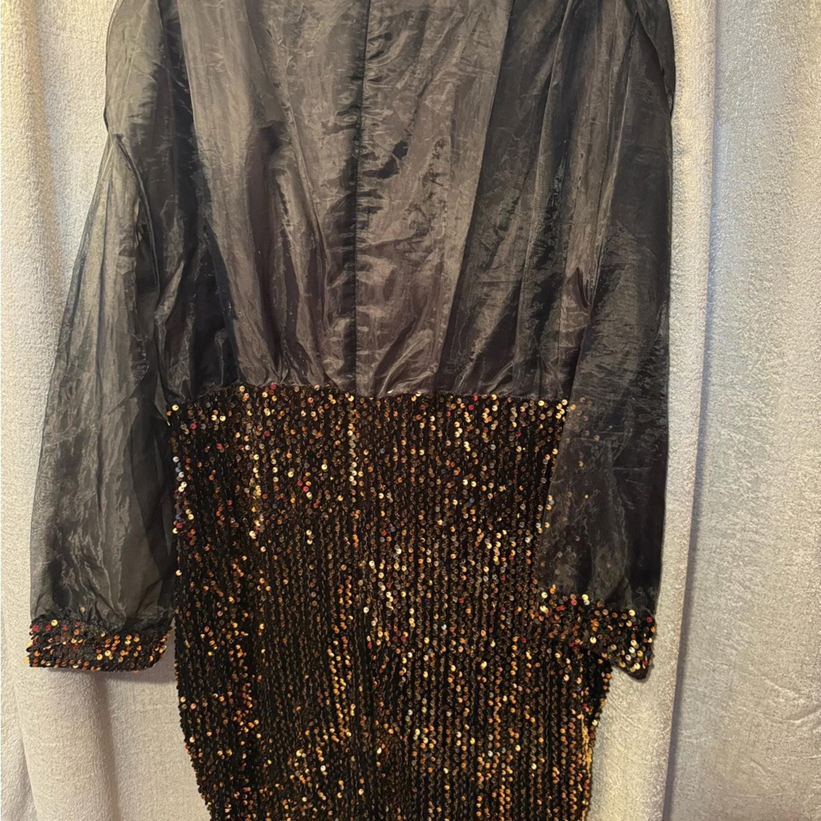 SHEIN Black and Gold Sequin Mini Dress - Thumbnail 4