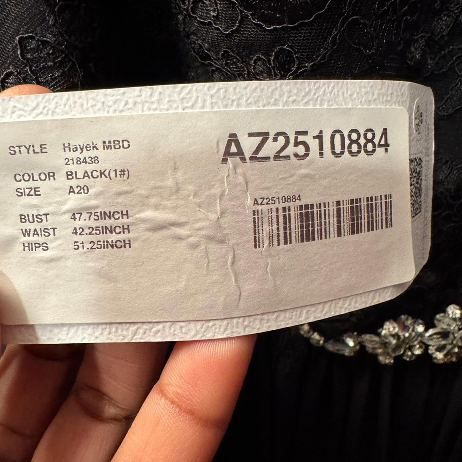 Azazie Black Lace Maxi Dress w/ Rhinestones - Thumbnail 3