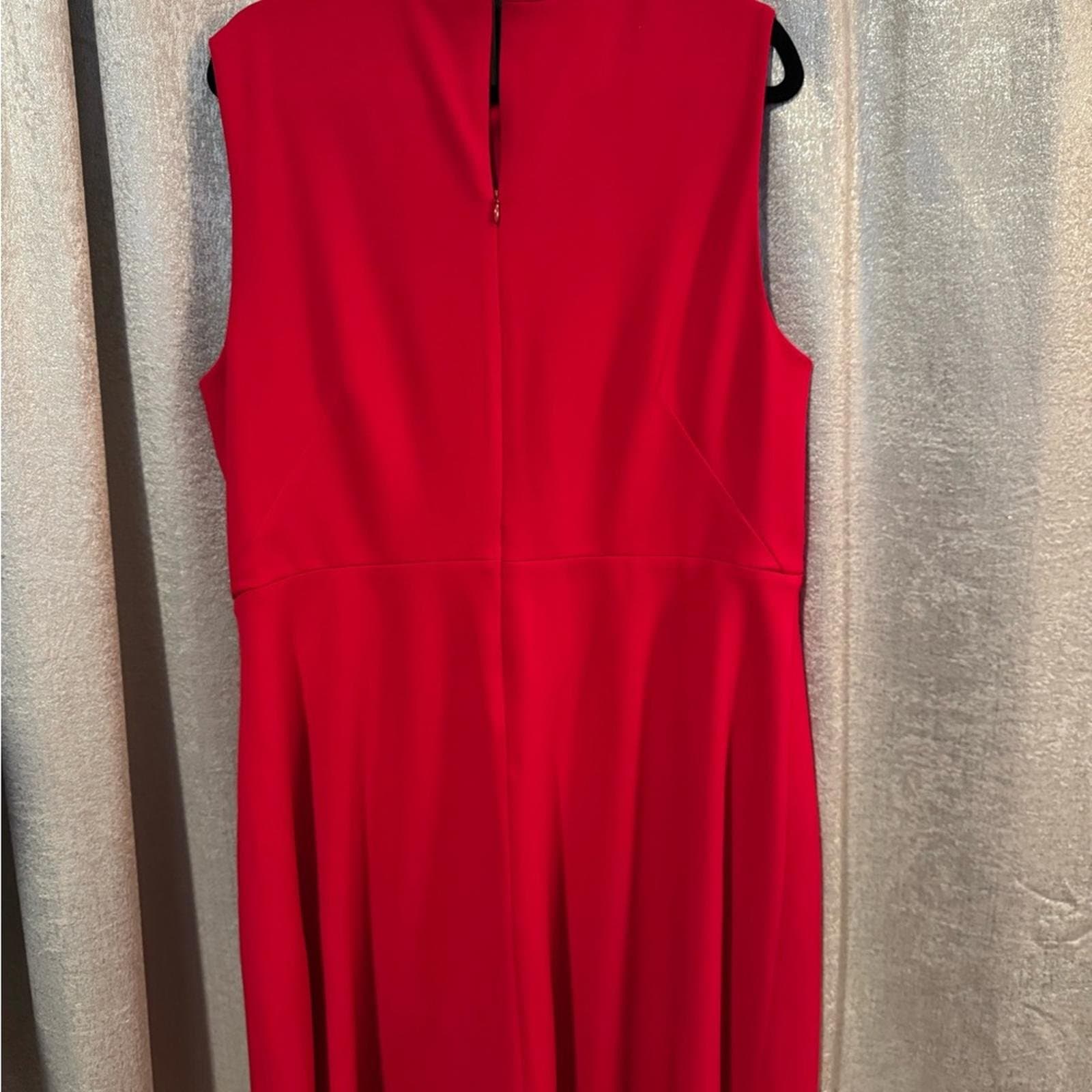 Liz Claiborne Red Bow-Tie Midi Dress - Thumbnail 3