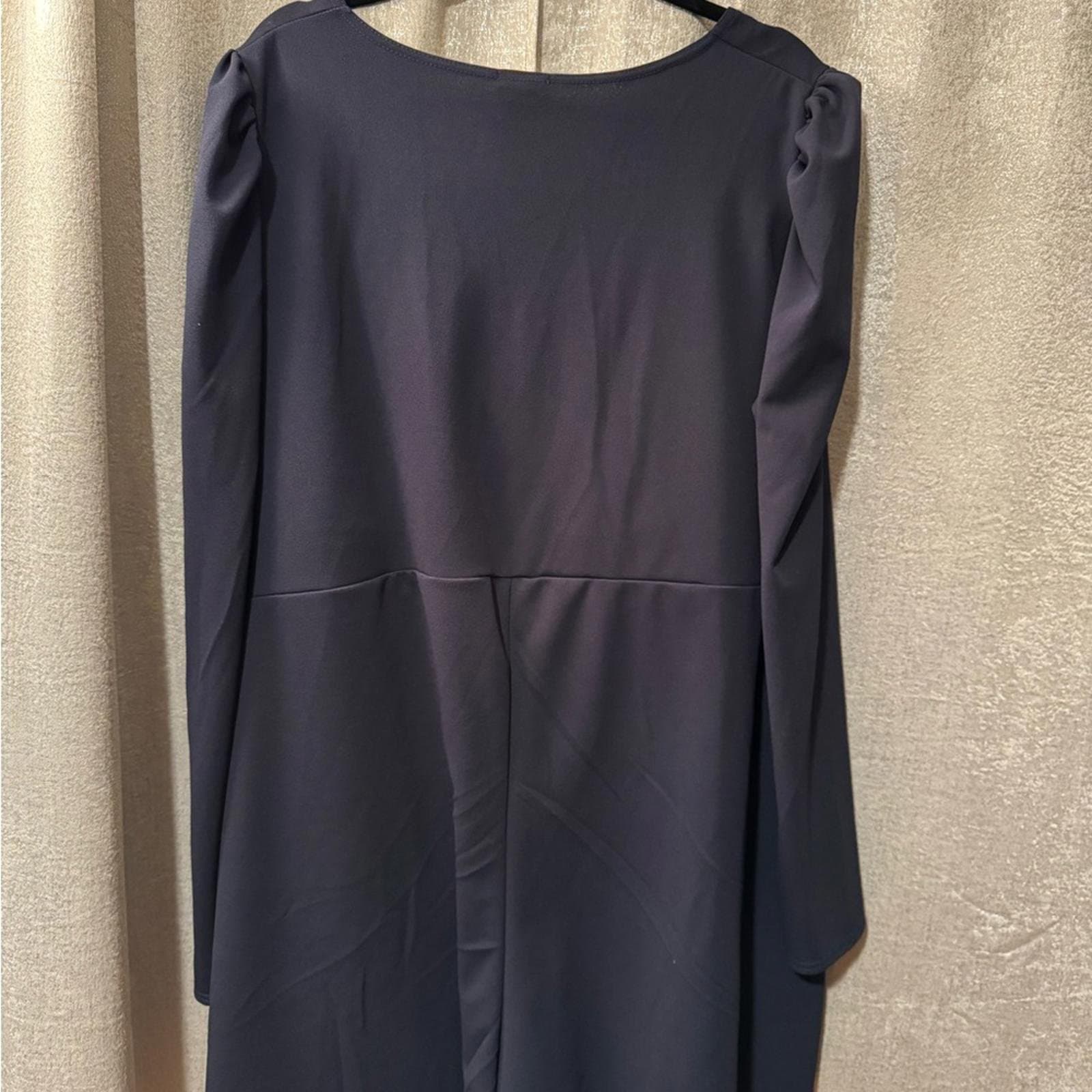 Boohoo Navy Twist-Front Long Sleeve Romper - Thumbnail 4