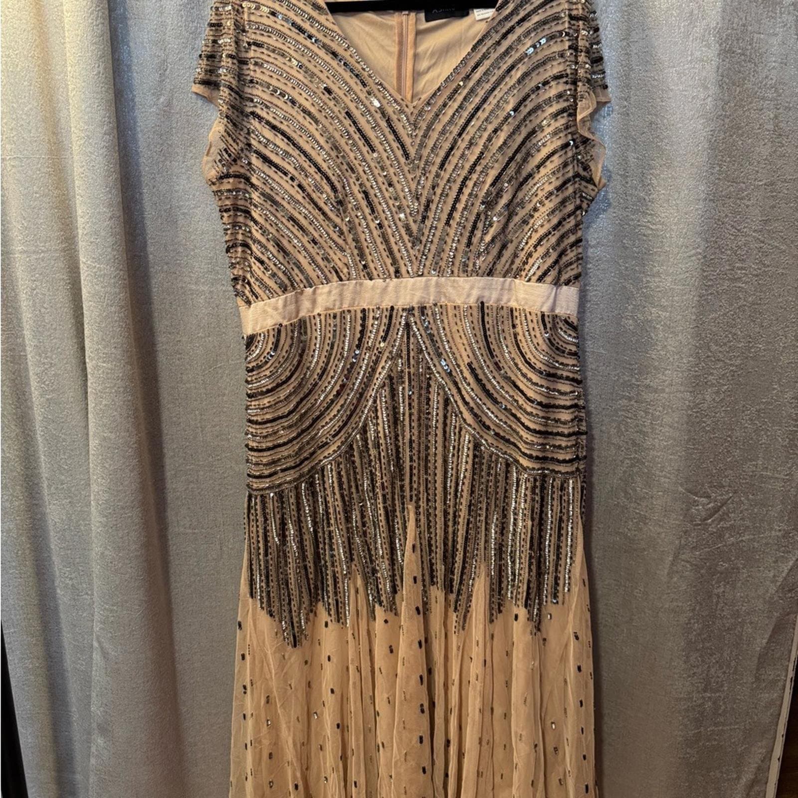 Ashro Giovanna Gown Dress Beaded Champagne - Thumbnail 2