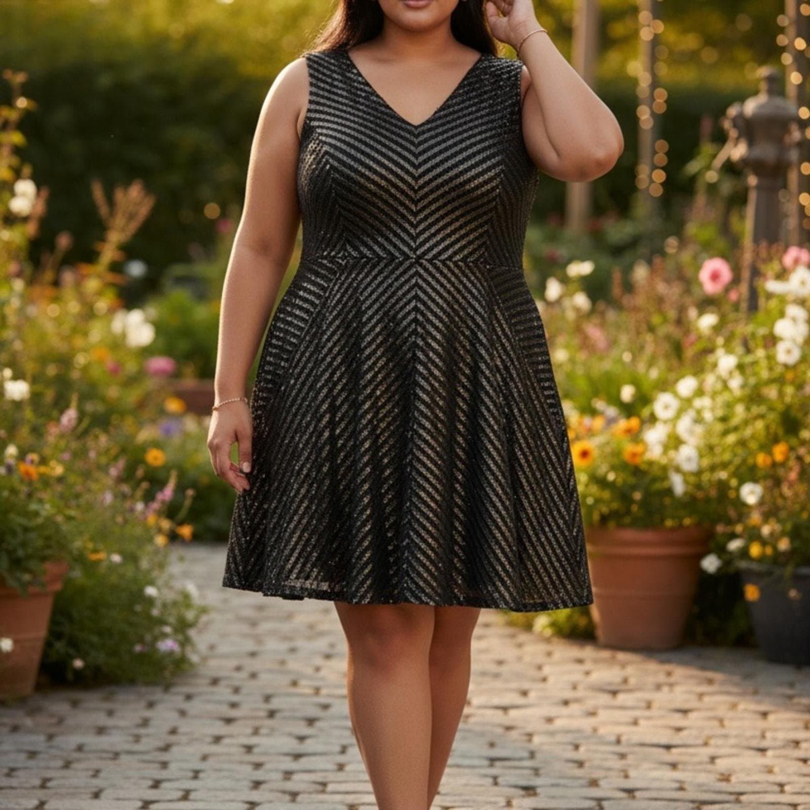 Chic Black and Gold Mini Dress - Image 1