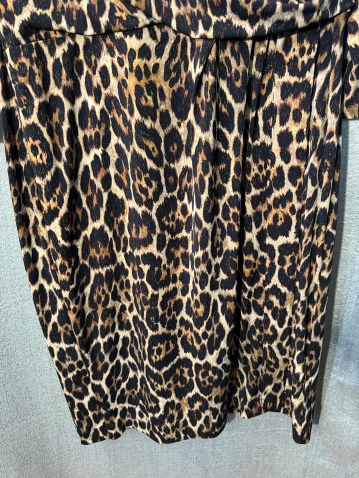 Anne Klein Leopard-Print Wrap Dress in Brown and Black - Thumbnail 4