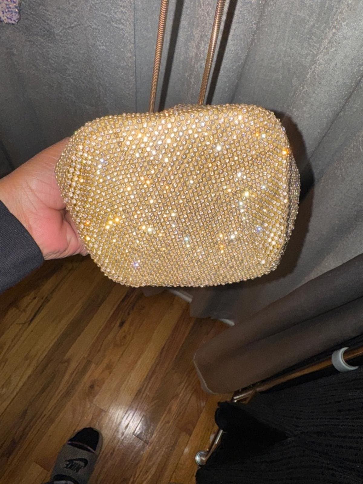 Urban Expressions Gold Beaded Drawstring Mini Bag - Thumbnail 4