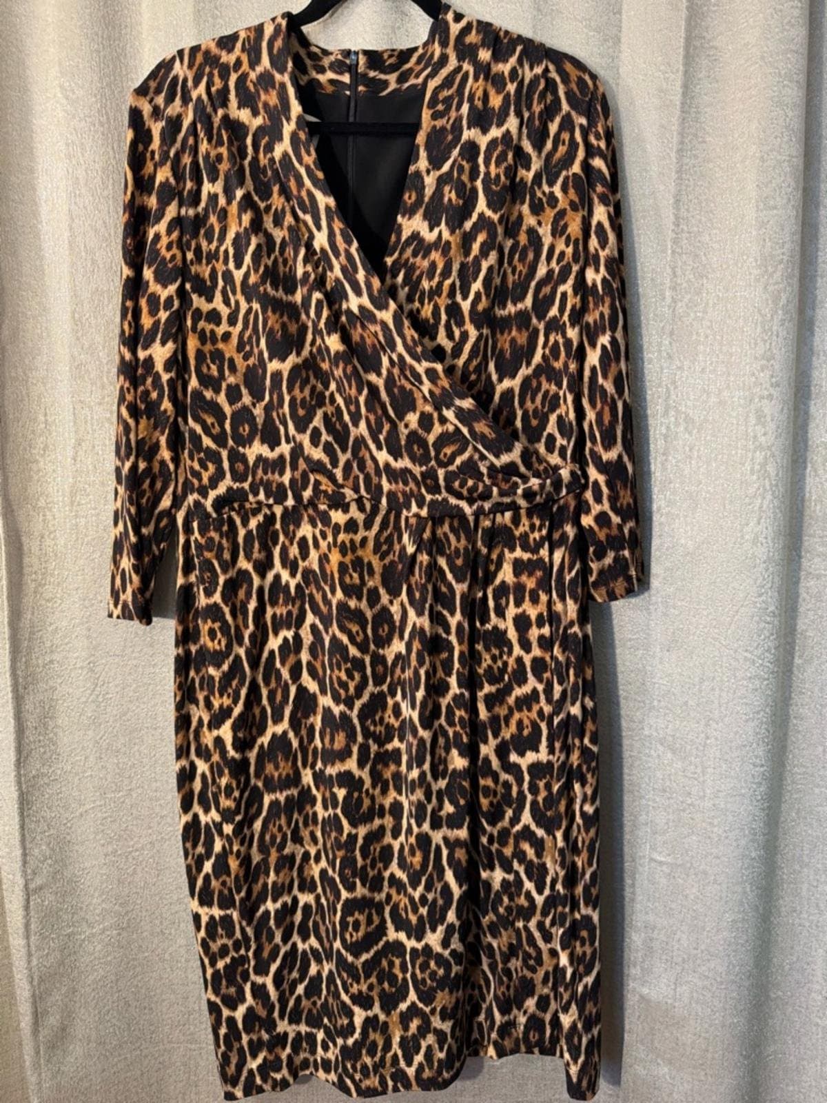 Anne Klein Leopard-Print Wrap Dress in Brown and Black - Thumbnail 2