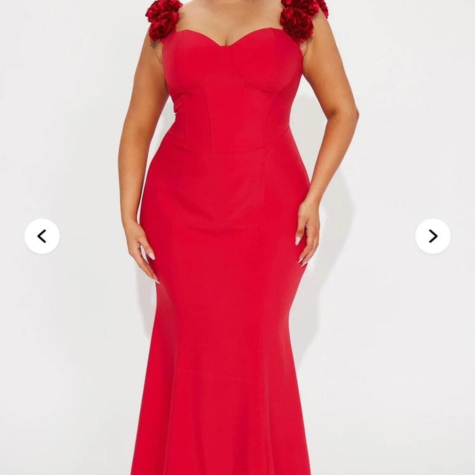 Fashion Nova Red Maxi Dress with Floral Accents - Image 1