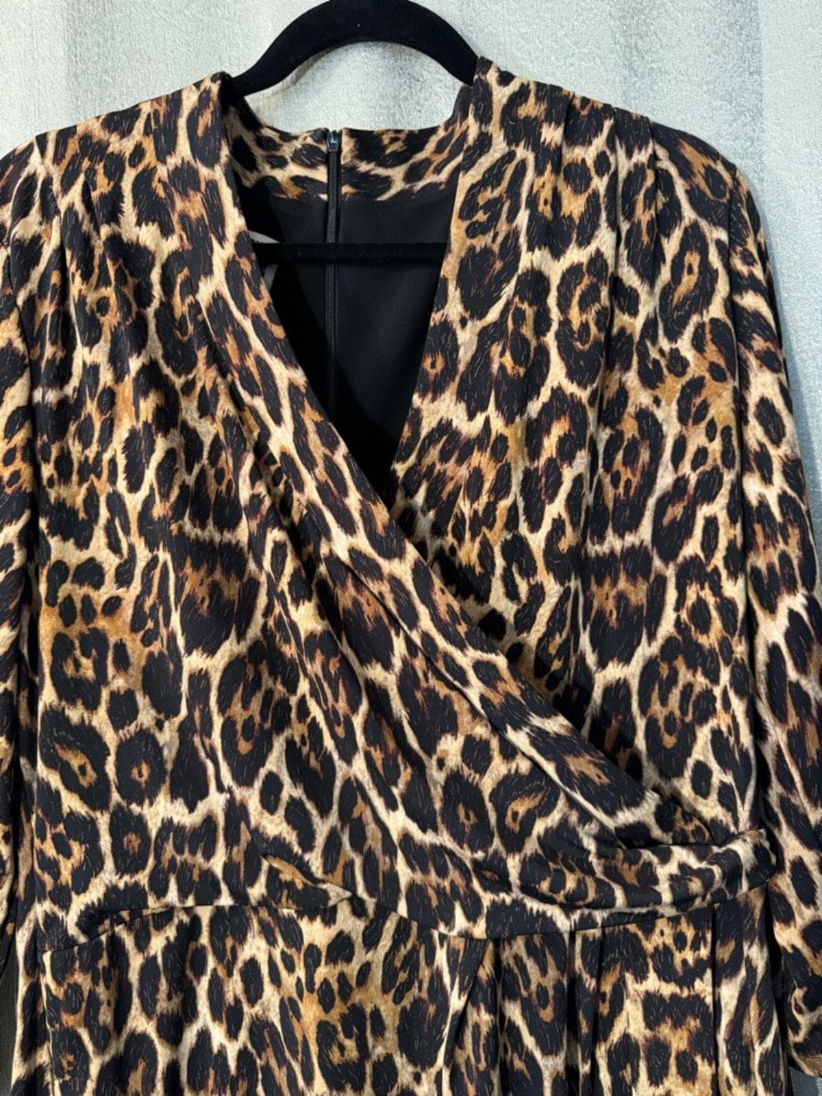 Anne Klein Leopard-Print Wrap Dress in Brown and Black - Thumbnail 3