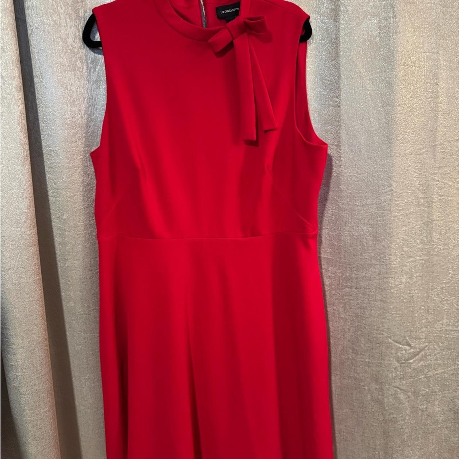 Liz Claiborne Red Bow-Tie Midi Dress - Thumbnail 2