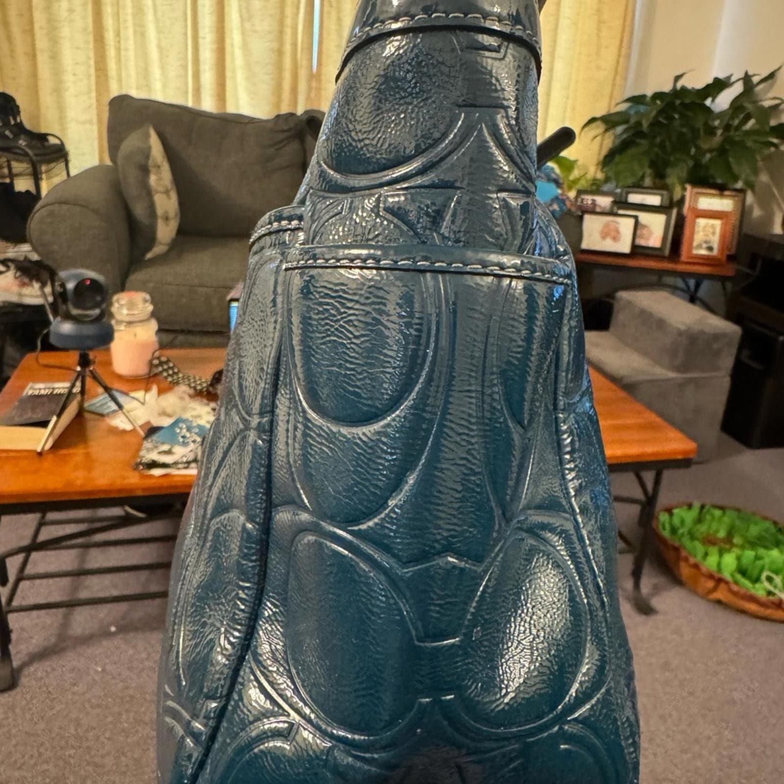 Coach Teal Embossed Leather Shoulder Bag - Thumbnail 7