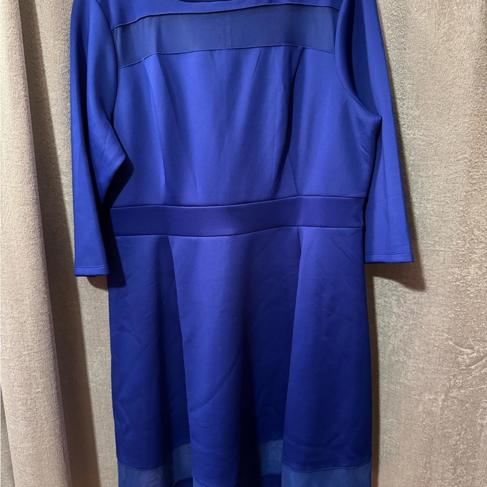 Lane Bryant Cobalt Blue A-Line Dress with Sheer Yoke - Thumbnail 2